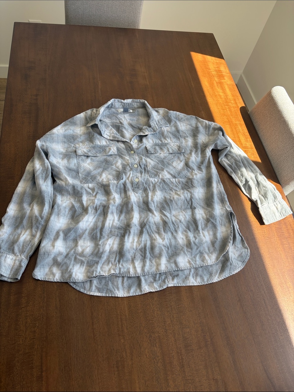 Old Navy Light Blue Plaid Shirt Jacket